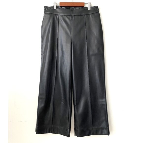 Soft Surroundings Rivka Faux Leather Black Pants Wide Leg - Picture 5 of 12